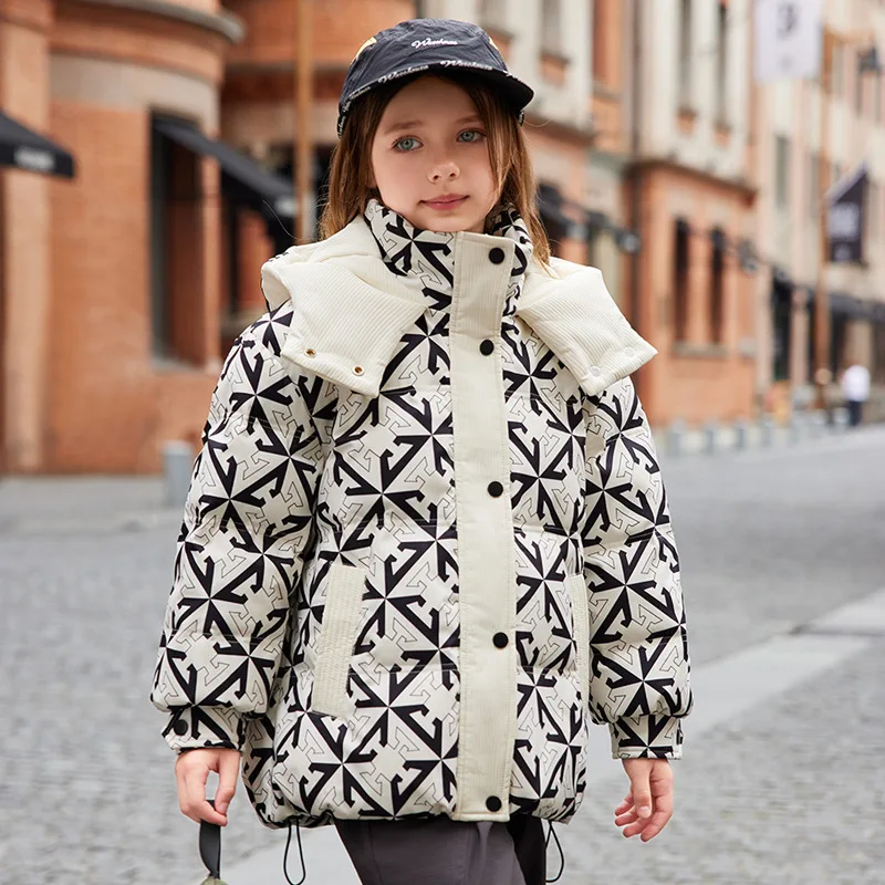 OLEKID 2025 Winter Down Jacket For Girl Hooded Warm Teen Girl Jacket Coat 5-12 Years Kids Parka Children Girls Outerwear Coat