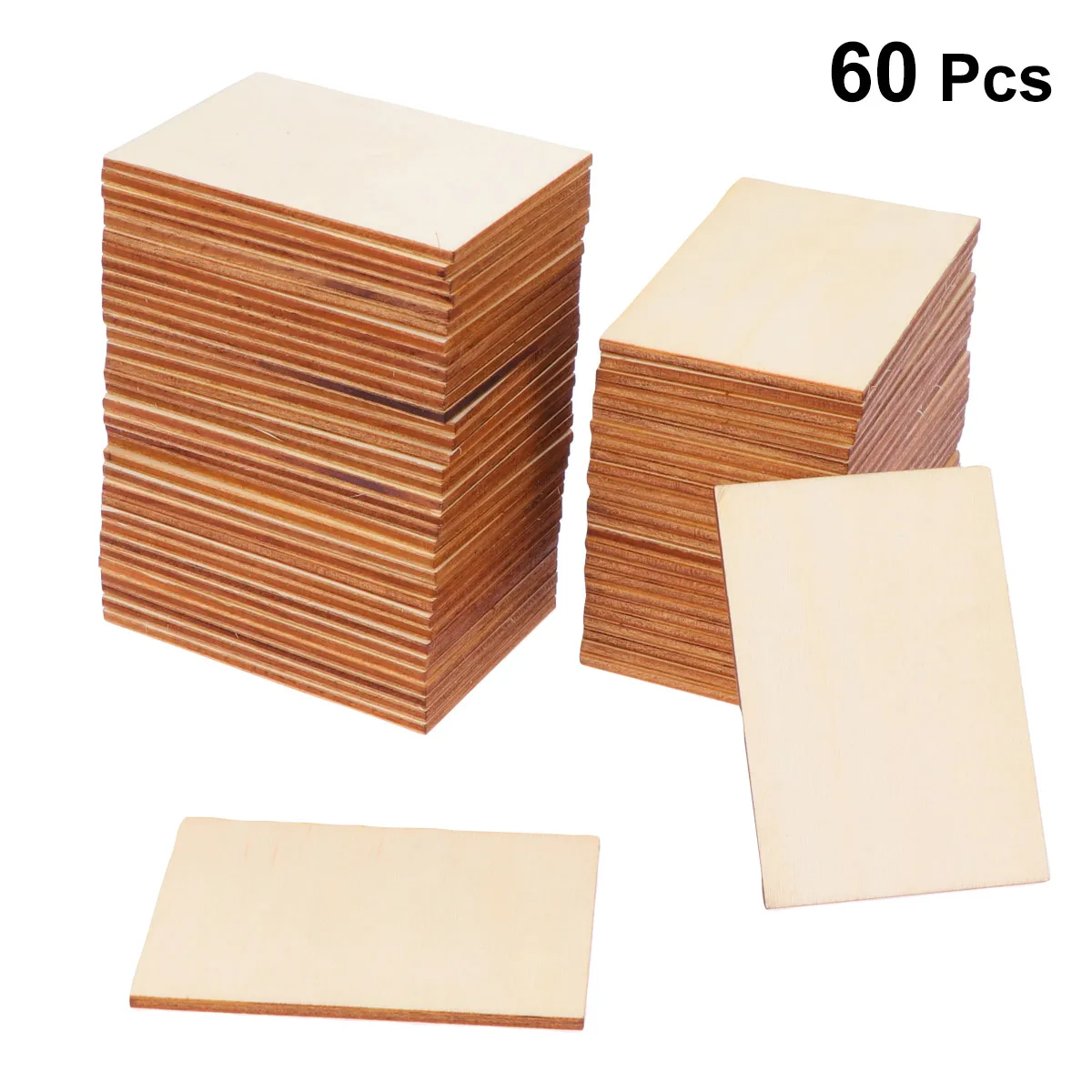 

60Pcs 7.6x5.1cm Wooden Slices Right Angle Rectangular Wood Chips Natural DIY Handicraft Materials for Holiday Wedding Christmas