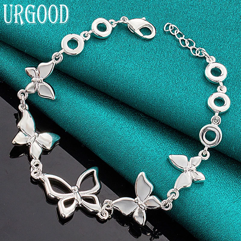 

925 Sterling Silver Five Butterfly Chain Bracelet For Women Men Party Engagement Wedding Fashion Jewelry