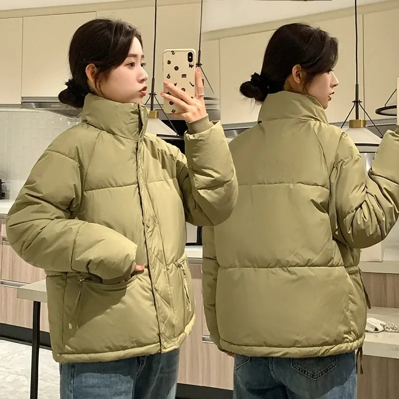 Autumn and Winter Women's Down Cotton Clothes Short Standing Collar Korean Version Showcasing High Temperament Cotton Coat Coat