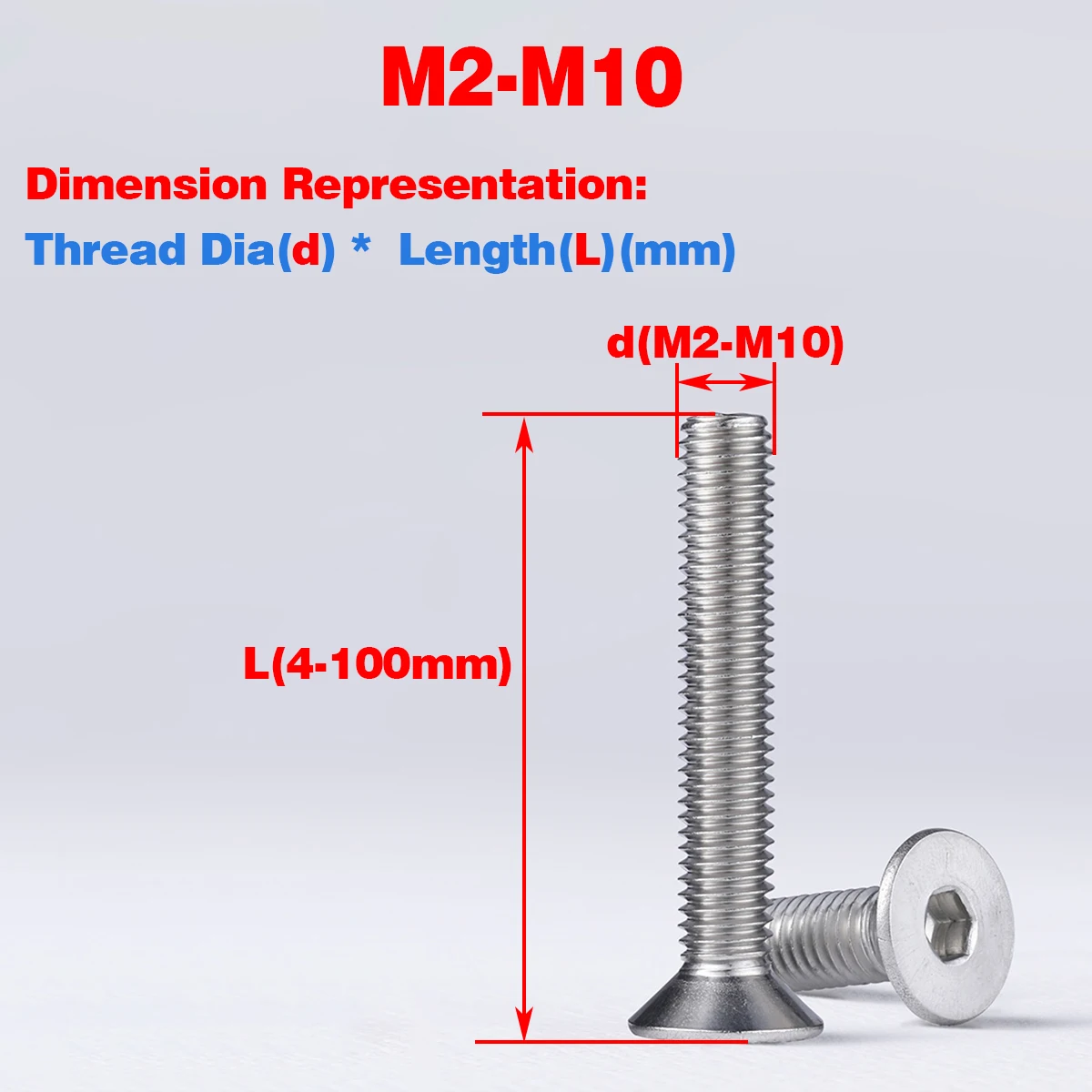 

316 Stainless Steel Countersunk Head Hexagon Socket Screw Flat Head Bolt M2-M10