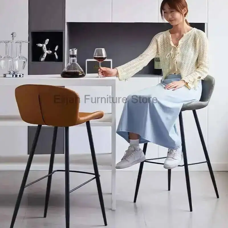 

And Home Bar Modern Chair Nordic Backrest Simple Iron High Stool Bar Stools Island Table Bar Stool High Chair Furniture