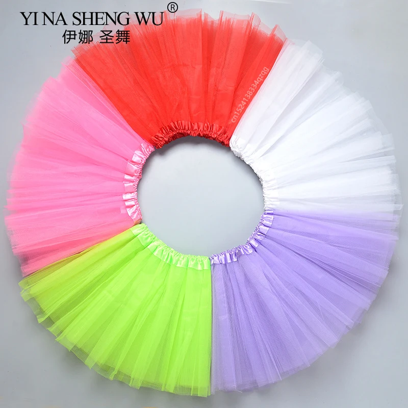 Fille taille élastique Ballet Dancewear Mini Tutu jupe pour fête d'anniversaire danse 3 couches Tulle Ballet Tutu jupe pour enfants 2-8Y filles