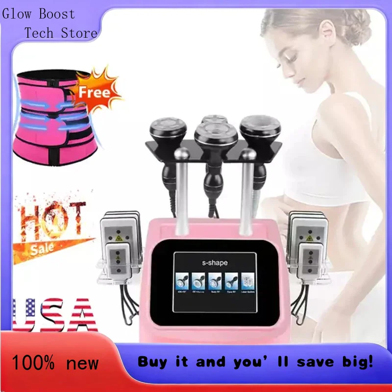 

Glow 6 In1 40K Ultrasonic Cavitation Vacuum Laser 8 Pads Lipo Laser Slimming Fat Loss Body Shaping Sharon Spa