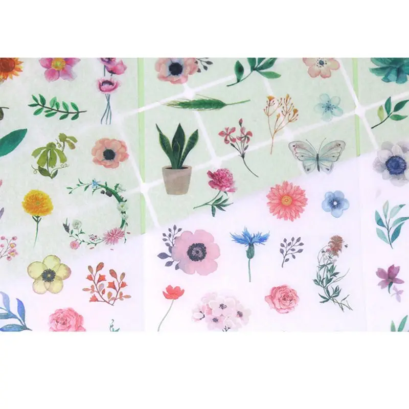 652F 6 Sheets Flower Leaves Waterproof Stickers for Water Bottles Computer Phone Multicolor Flower Stickers for Kids