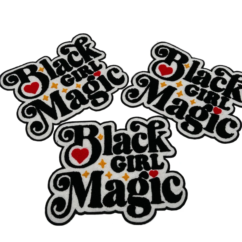 Black Girl Magic Patch, Chenille Iron on Embroidered Patch, Size 9