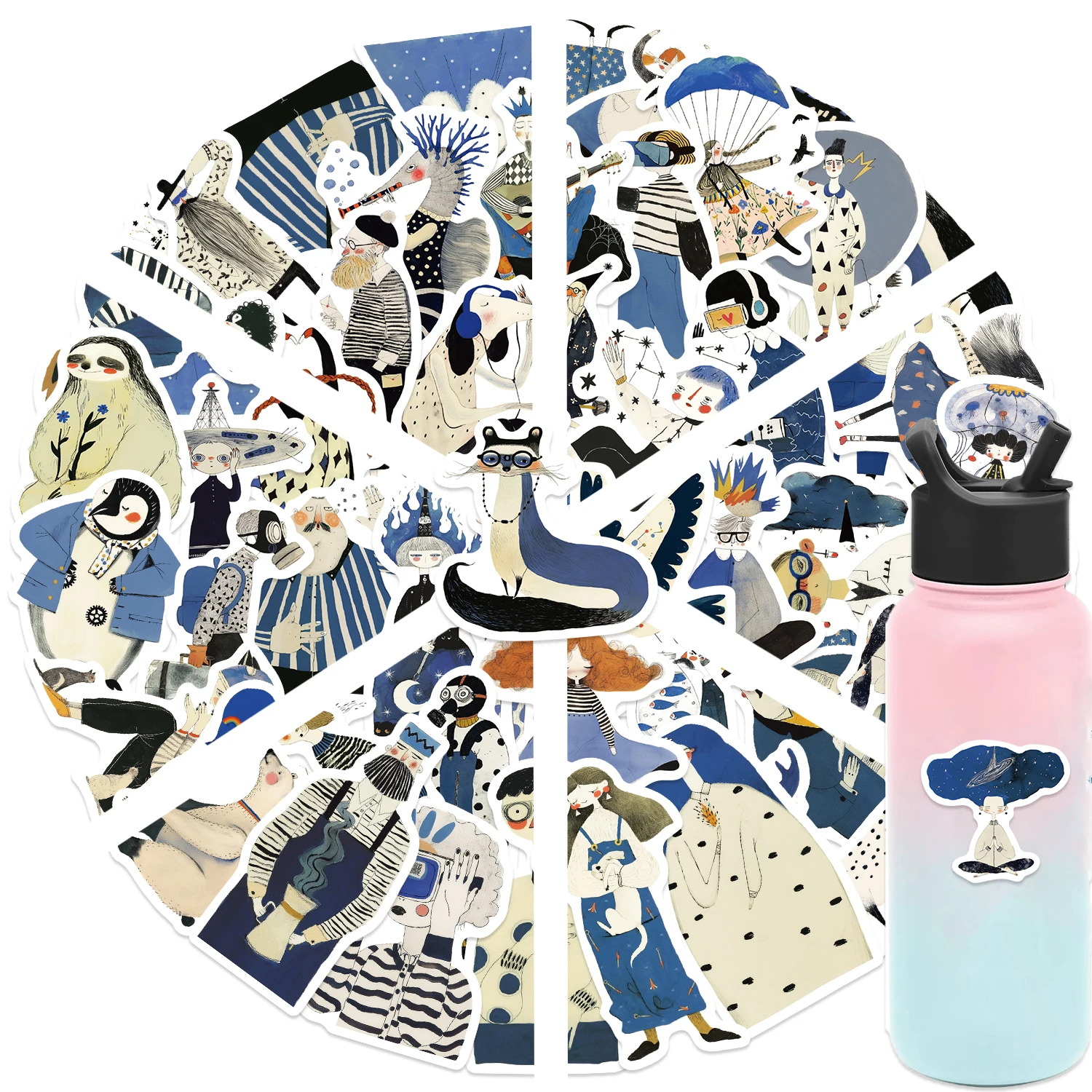 50PCS Quirky วาดด้วยมือคลิปสติกเกอร์ศิลปะ Decals แล็ปท็อปกระเป๋าเดินทางไดอารี่สเก็ตบอร์ด Cool กีตาร์รถจักรยานยนต์การออกแบบสติกเกอร์ ﻿