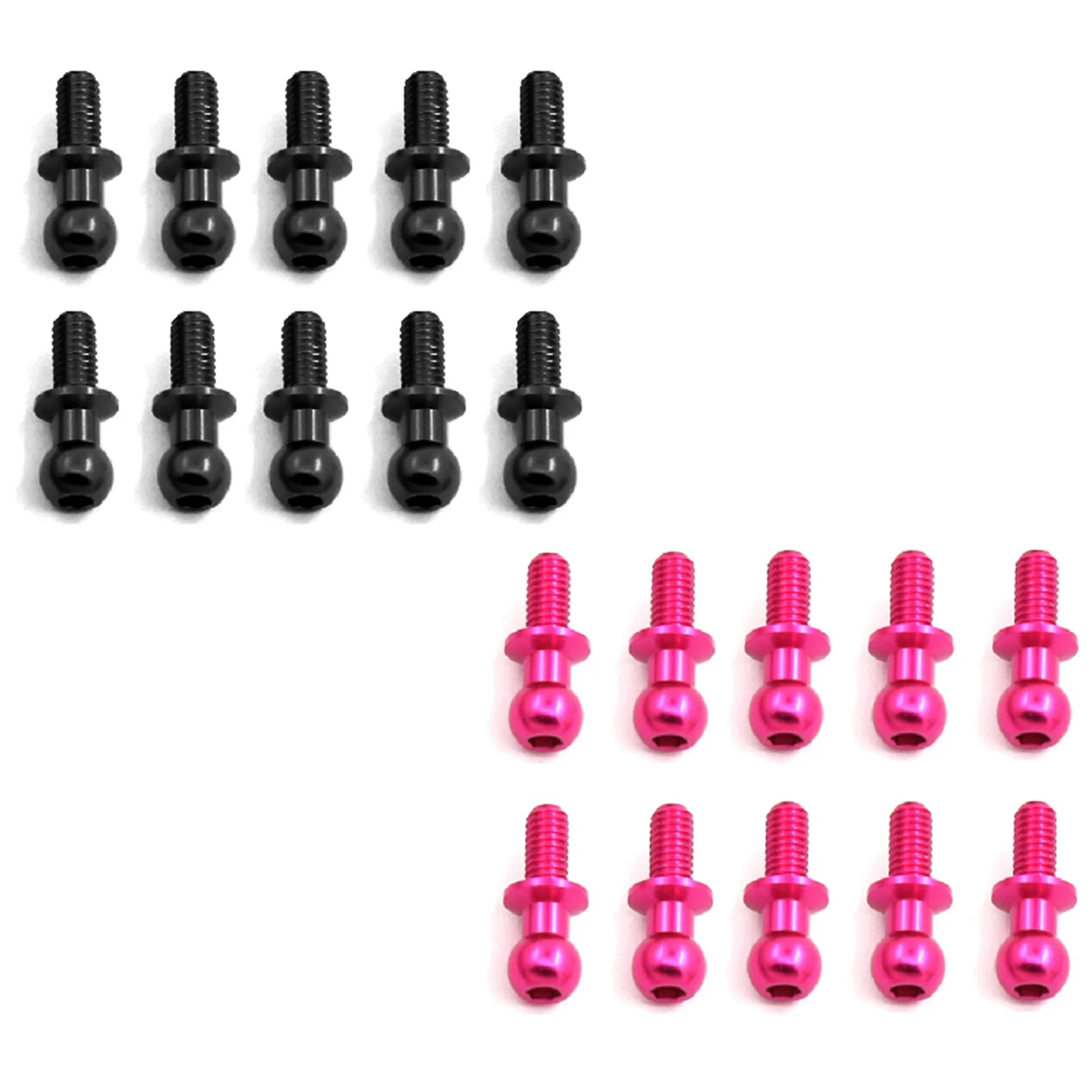 DELAM-20 Stuks M3 Metalen Hex Balhoofd Schroeven Voor Tamiya TT01 TT02 Sakura D5 1/10 RC Drift Auto Onderdelen Universeel, Roze & Zwart