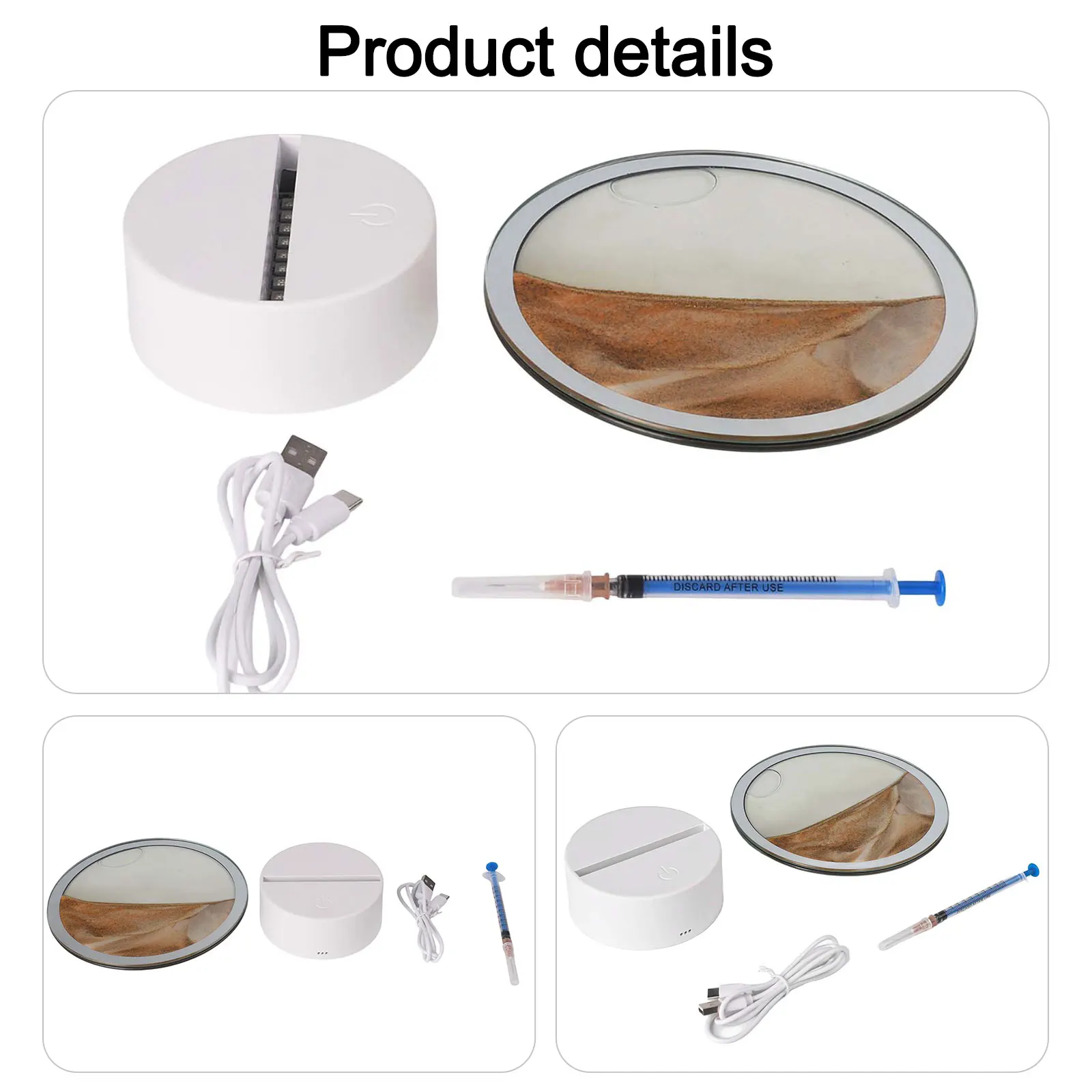 

Creative Quicksand Light Dynamic Sand Lamp Bedroom Night Light Cafe Bar Decor Colorful Light Display Dual-way Power Supply