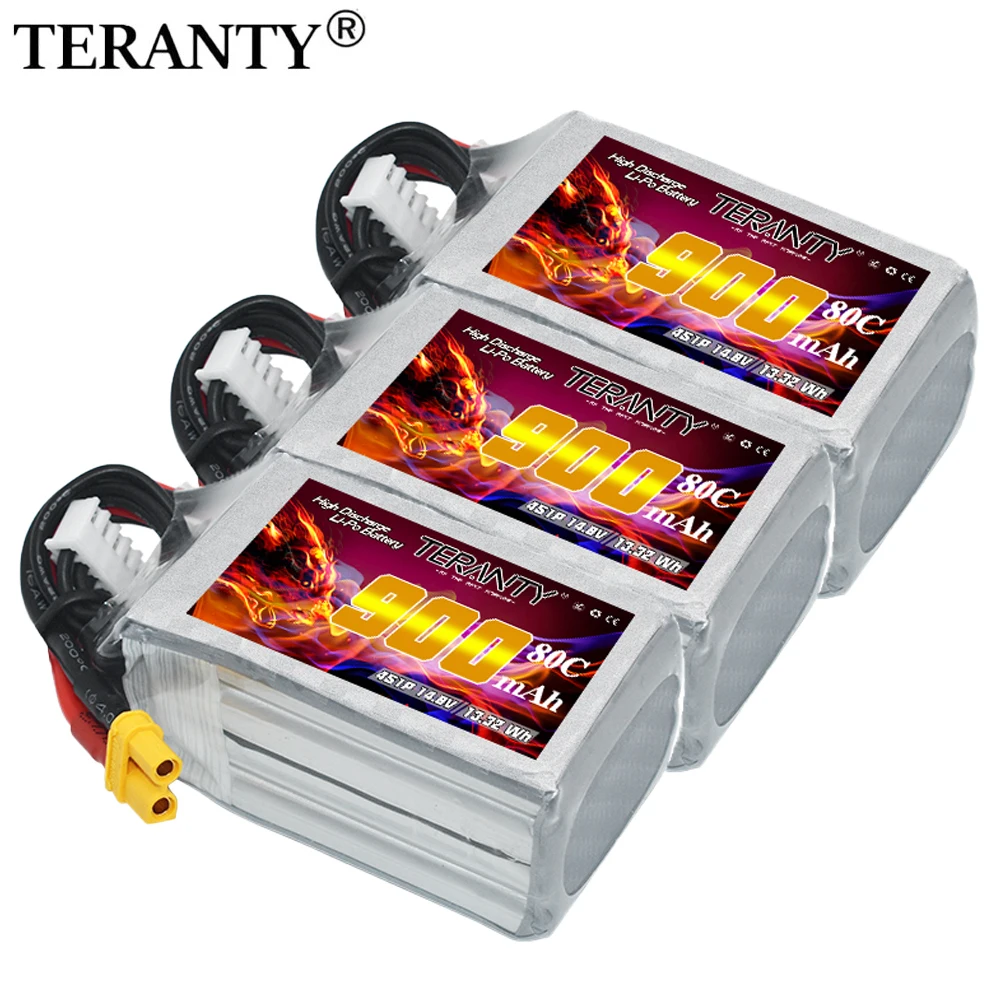 Upgraded 80C/160C 14.8V 900mAh Lipo Battery For RC FPV Racing Drone Helicopter Quadcopter Spare TERANTY 4S Drones Battery