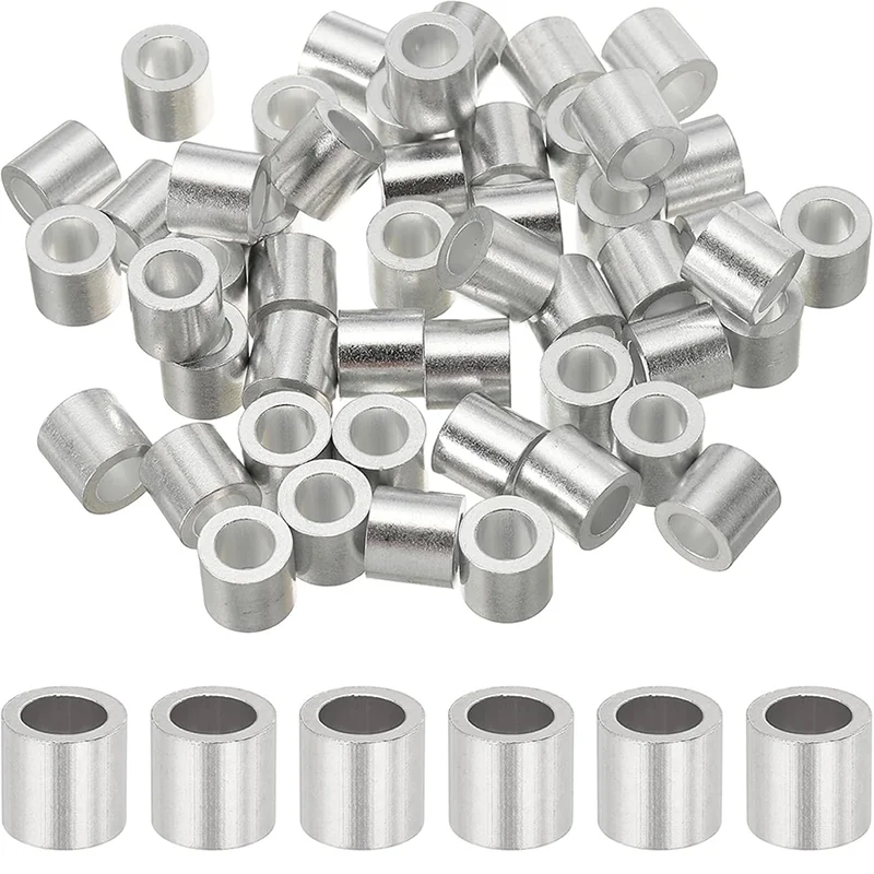 5-200Pcs M1.2 M1.5 M2 M2.5-M12 Wire Rope Sleeve Round Single Hole, Aluminum Crimping Loop Sleeve For Wire Rope And Cable Ferrule