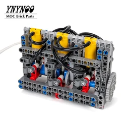 Technical MOC 3-Cylinder Pneumatic Engine Building Blocks Creative Expert Building Blocks Aerodynamics Mechanics Education Toys