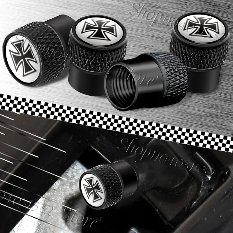 Iron Cross Germany Malta Virtue Symbol Emblem Car Tire Valve Cover Metal Tire Dust Cover Airtight Cover Universal For Cars 4Pcs