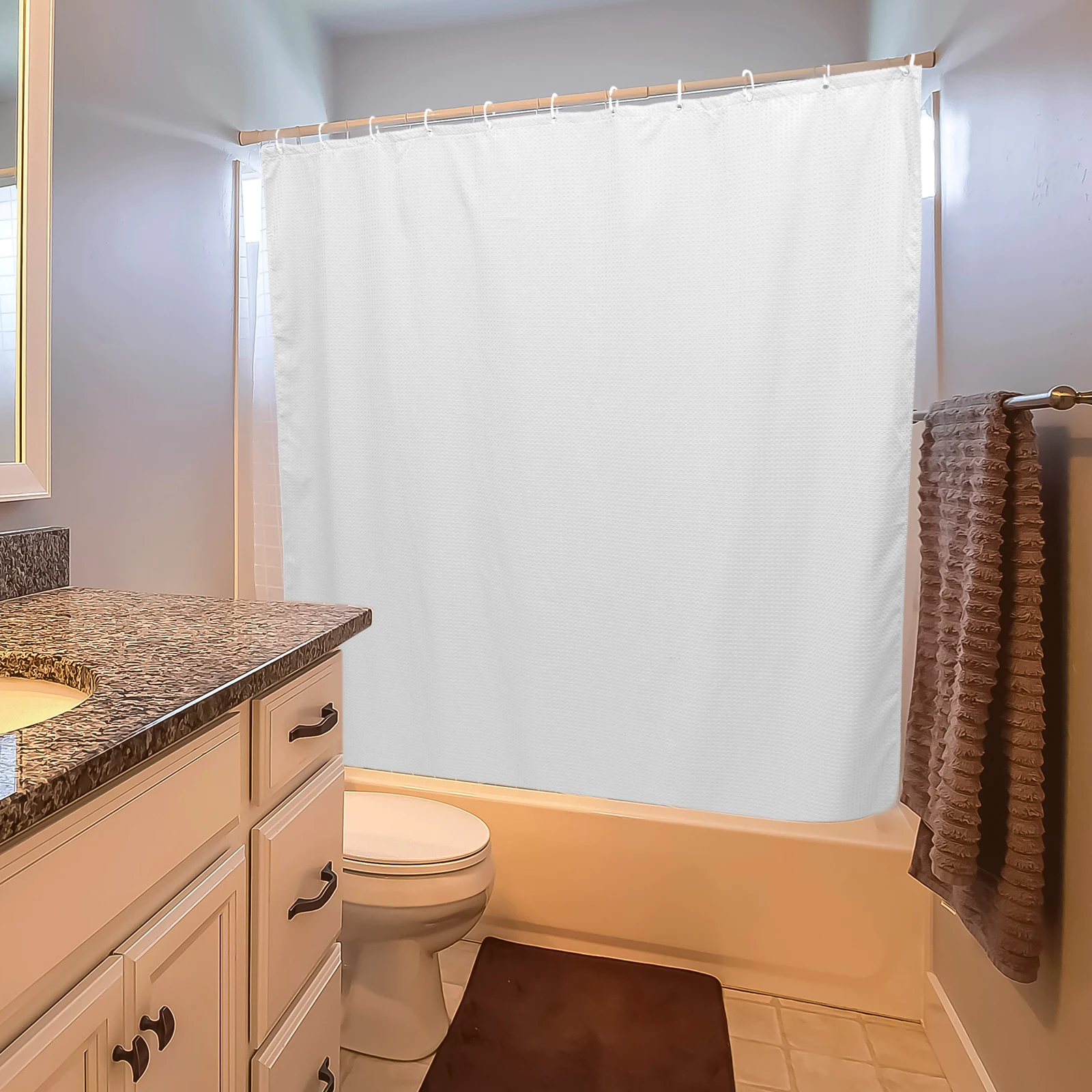 

Mint Shower Curtain Bath Curtain 230GSM Waterproof 72x72 Curtains 12 Hooks for Bathroom