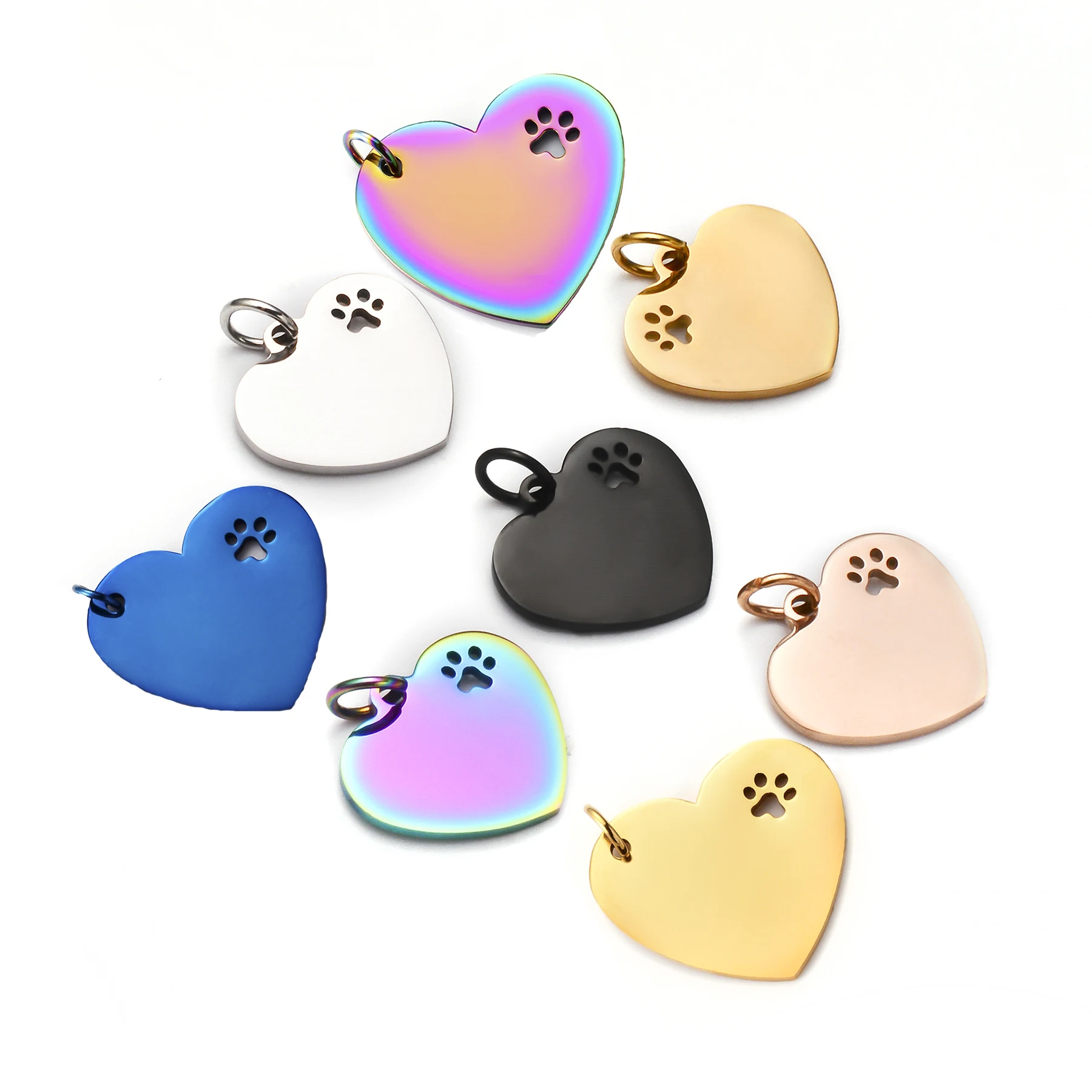 

10pcs Wholesale Heart Stainless Steel Dog ID Tag for Cat Pet Tag Name Tags Pendant DIY Collar Necklace Accessorie Waterproof