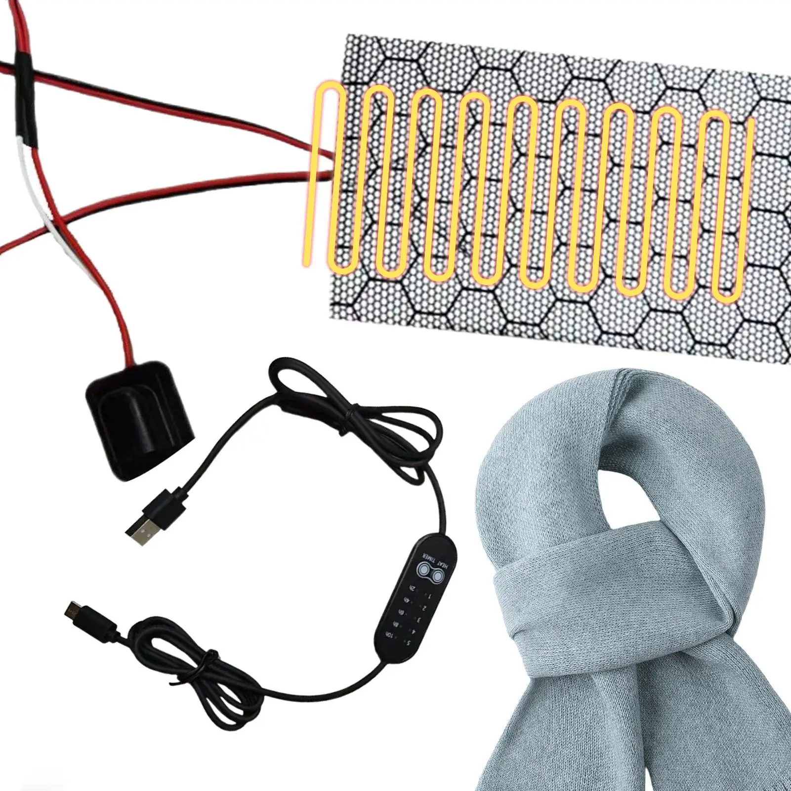 

Portable USB Heating Pad For Clothes, Adjustable Temperature Gloves & Scarf Warmer, Cold Weather Supplies For Women Men Elderly