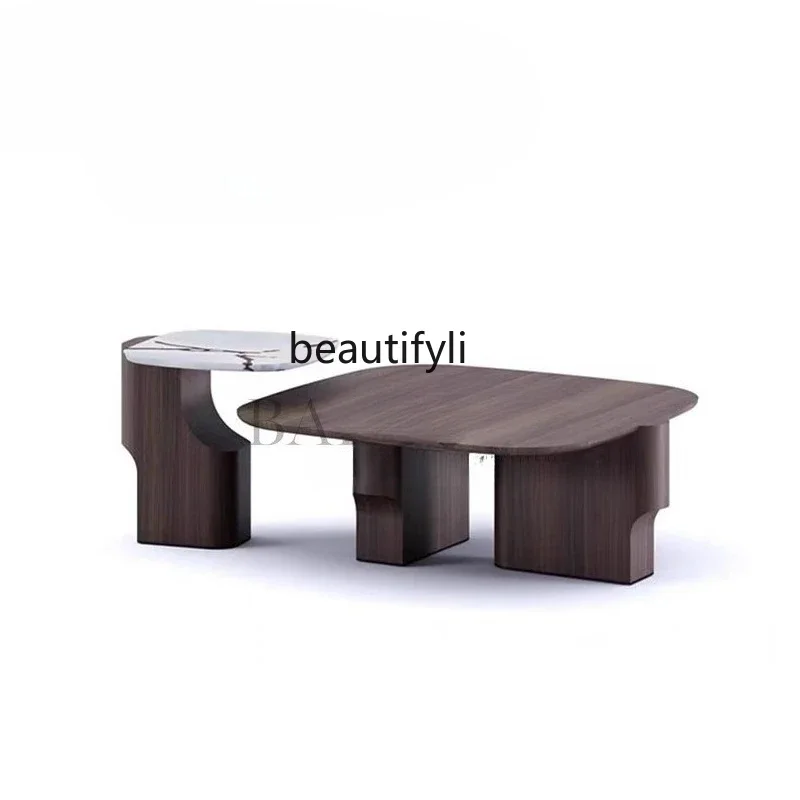 

H5556Italian light luxury marble solid wood coffee table small apartment low table living room creative special-shaped coffee ta