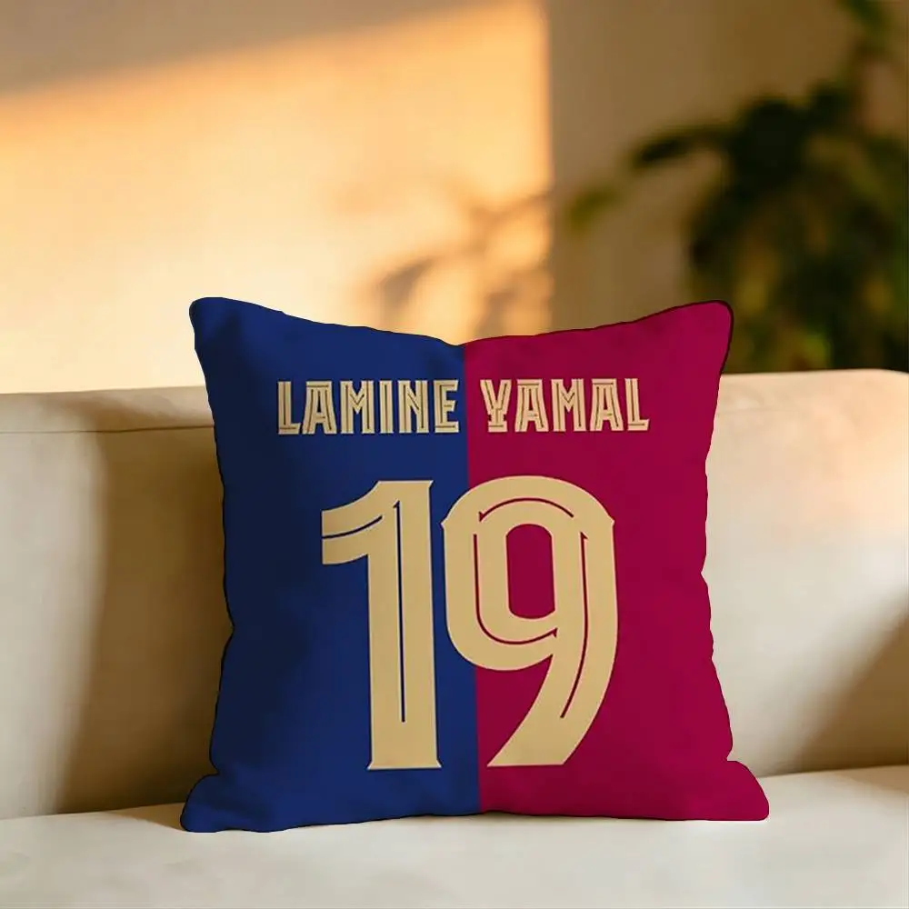 Football Star Lamine Yamal Pillow Case Square Double-Sided Sofa Cushion Cover Bedroom Bedside Pillow