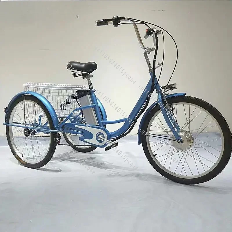 Blue Horse Electric Power for The Elderly Pedal Tricycle 24/26 Inch Electric Power Factory Carton Wholesale Export