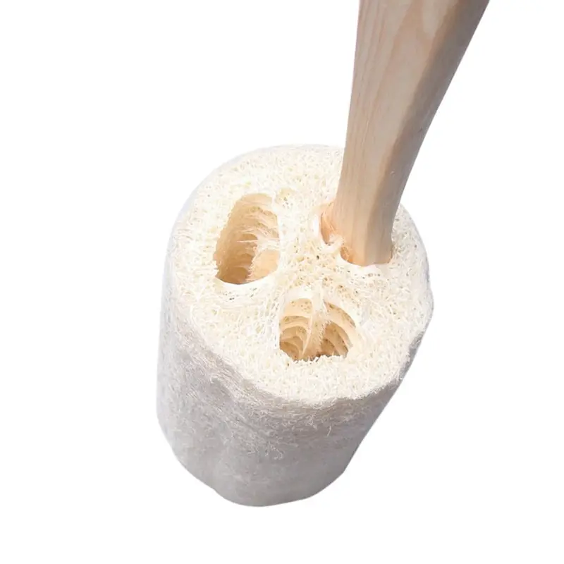 Exfoliating Natural Loofah Back Sponge Scrubber Brush with Wooden Handle for Men Women Long Handled Bath Shower Brush Dropship