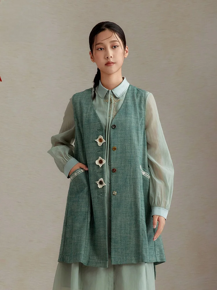 

Ele V-Ne Mid-Length Open Cardigan Jaet Women's Commute Faion Design Outerwear Simple Sli New Arrival