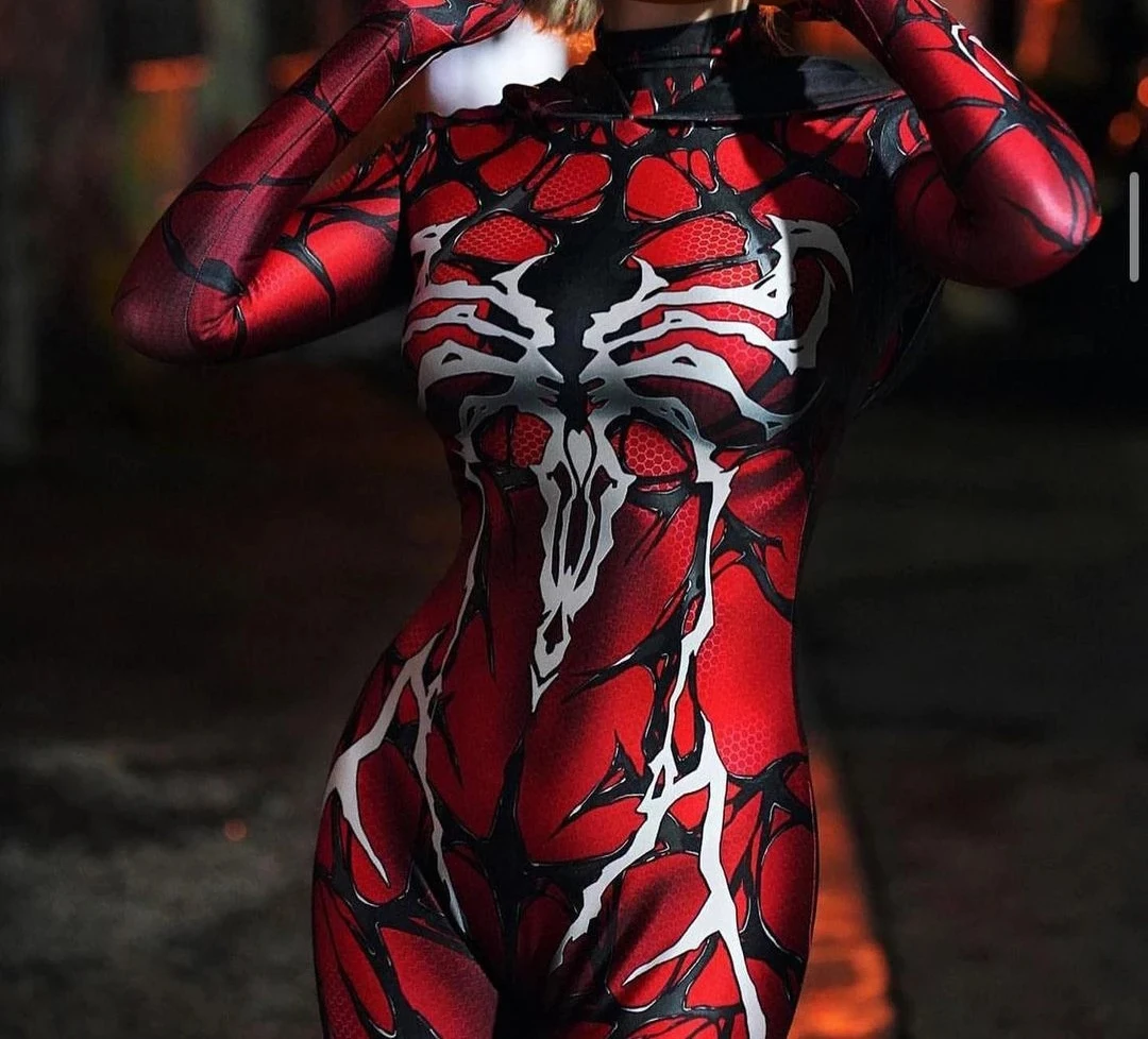 Gwenom Suit Adults Kids Red Carnage Queen Mary Jane Venom Superhero Zentai Cosplay Costume Gwen Stacy Girls Halloween Bodysuit