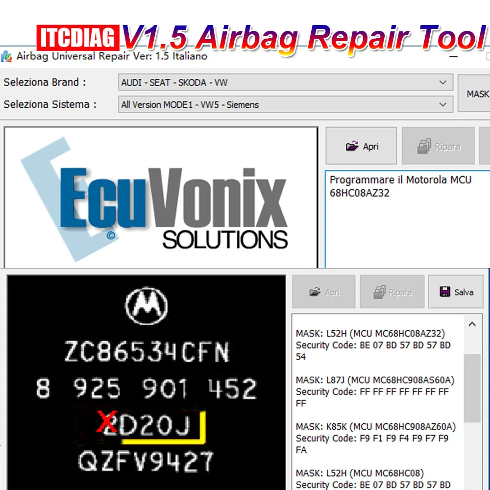 V1.5 Airbag Universal Repair Airbag Reset Tool ECU Programmer of Airbag 1.5 ECU Chip Tuning File Car Diagnostic Software 