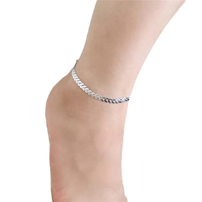 Hot Selling Woman Sexy Metal Arrows Sequins Chain Anklets Beach Sandals Snake Bone Chain Bracelet Foot Jewelry