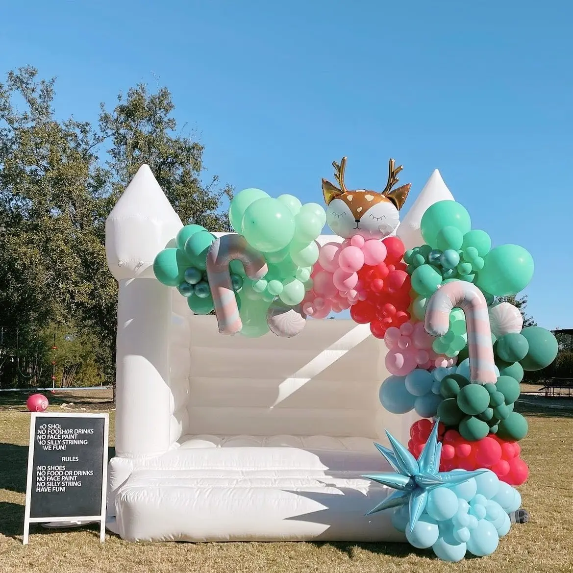 Castillo inflable blanco con soplador, casa de rebote comercial, decoración de fiesta de cumpleaños y boda, 10 a 3m