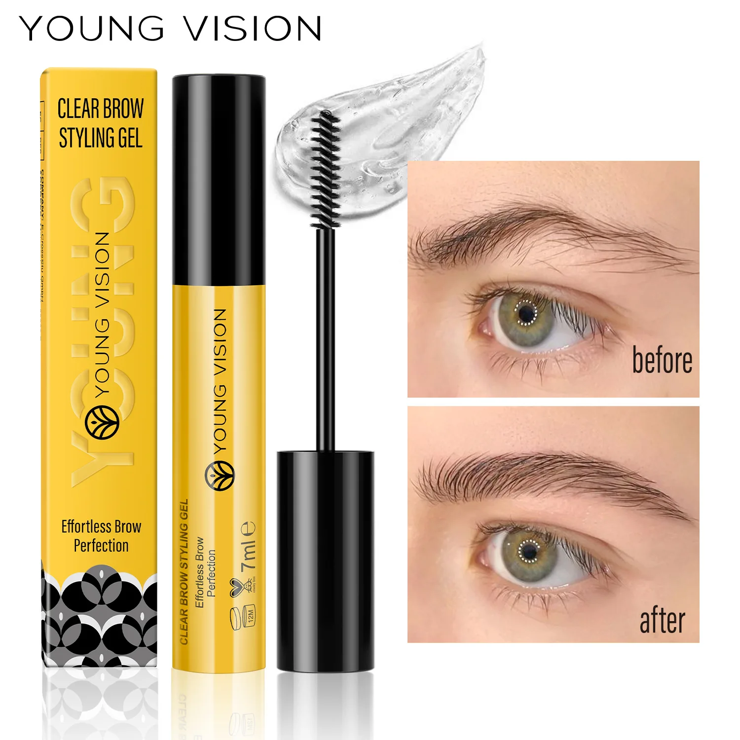 YOUNG VISION Styling Eyebrow Gel Transparent Waterproof Natural Longer Lasting Stereoscopic Eyebrow Gel Large Brush Head