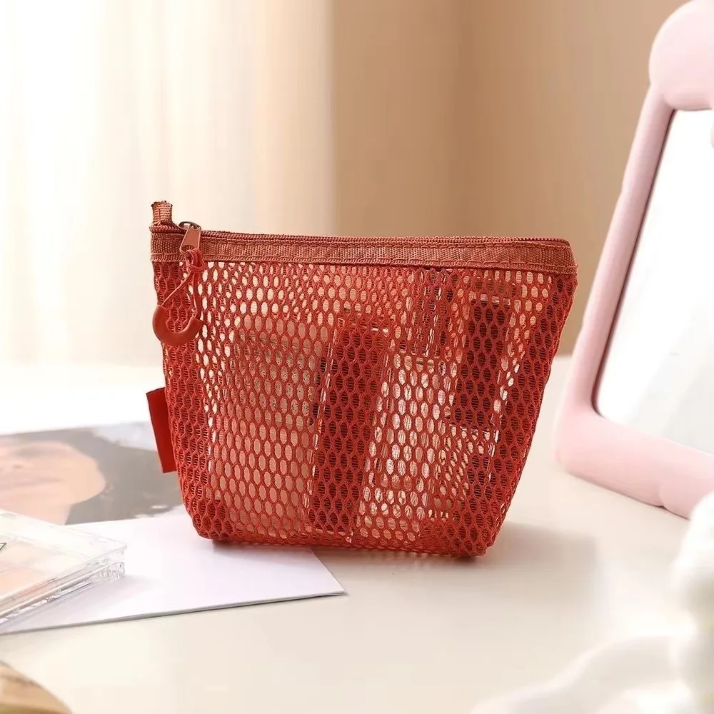 Nylon Transparent Storage Bag Breathable Clear View Mesh Makeup Bag Lightweight Square Data Lines Organizer Office Organization