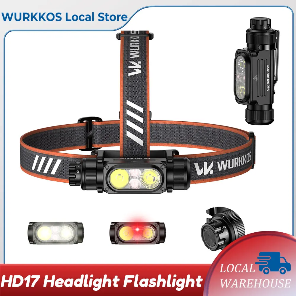 Wurkkos HD17 Stirnlampe, 2500 Lumen, 18650, ultraleichte EDC-Taschenlampe mit Rot-/Weißlicht, geeignet für Camping, Wandern, Angeln, Nachtklettern und Tierbeobachtung
