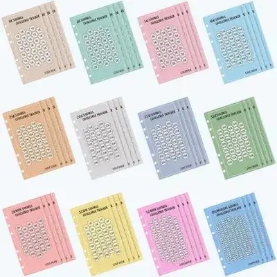 

48Pcs for Savings Challenge A6 6-Ring Binder Cash Envelopes with Smooth Paper Material Binder Cash Envelops