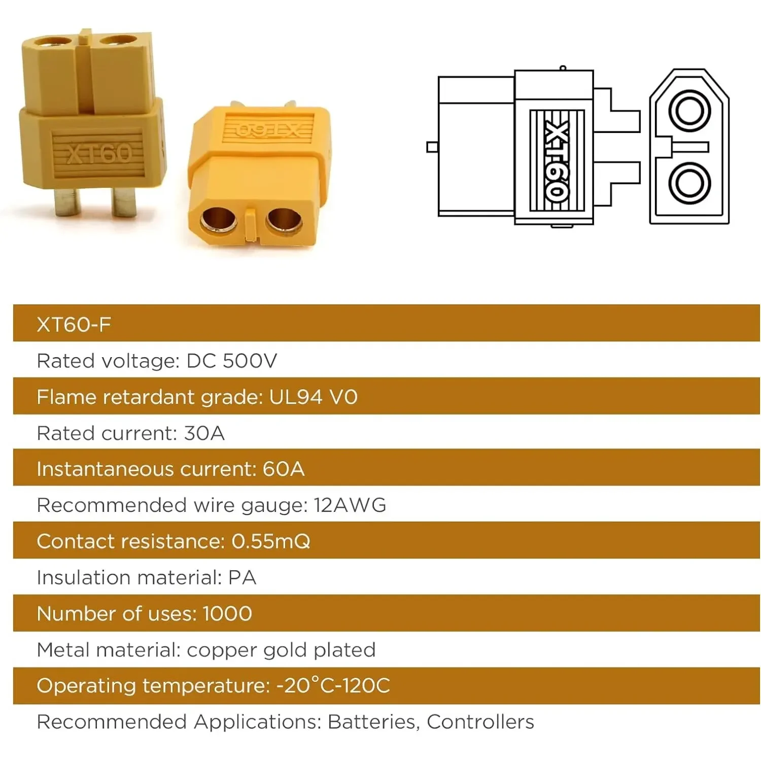 5 pares de conectores XT60 XT60 conectores tipo bala macho hembra enchufes de alimentación para Motor de batería Lipo RC conectores de Dron XT60