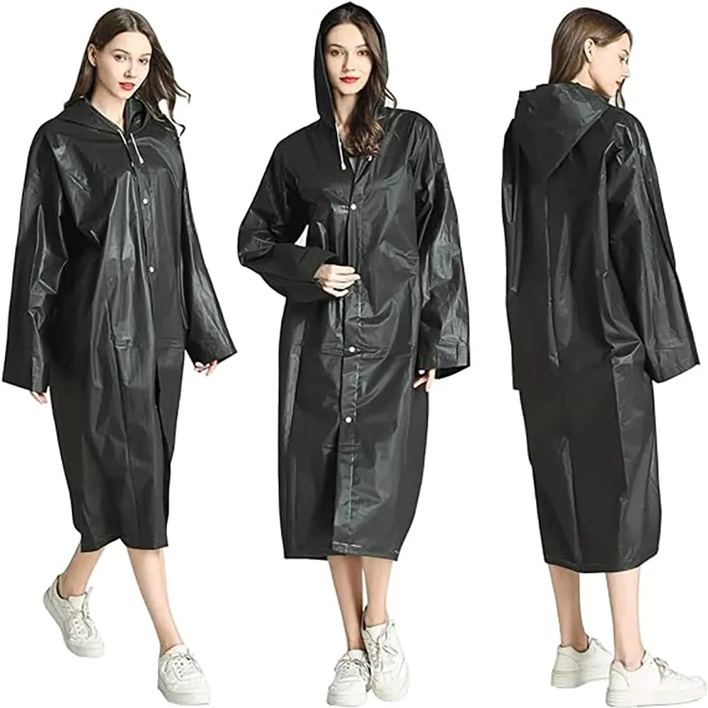 Rain Ponchos for Adults Reusable Raincoats Emergency for Women Men with Hood and Drawstring