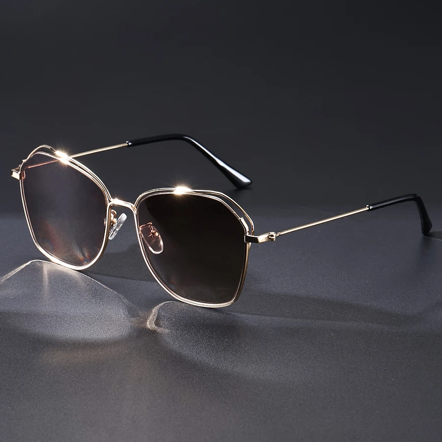 Übergroße Sonnenbrille für Herren, Modisches Quadratisches Design mit Aussparungen für Outdoor, Metall, Luxusmarke, Klassische Sonnenbrille