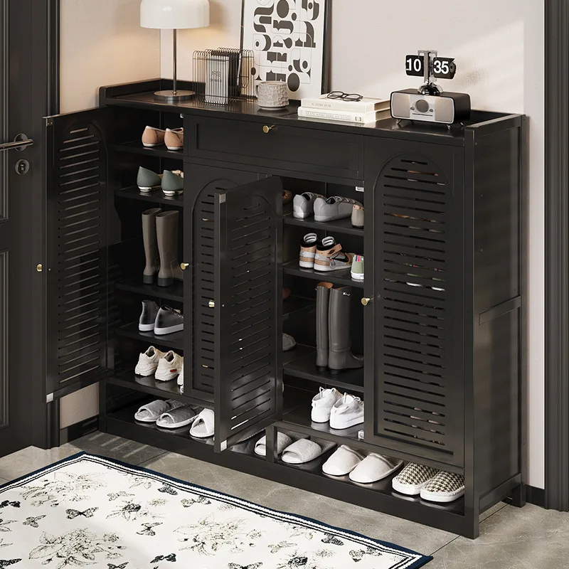 Doorway shoe cabinet, light luxury and high-end feel, multi-layer shoe rack outside corridor hallway, home entry storage magic