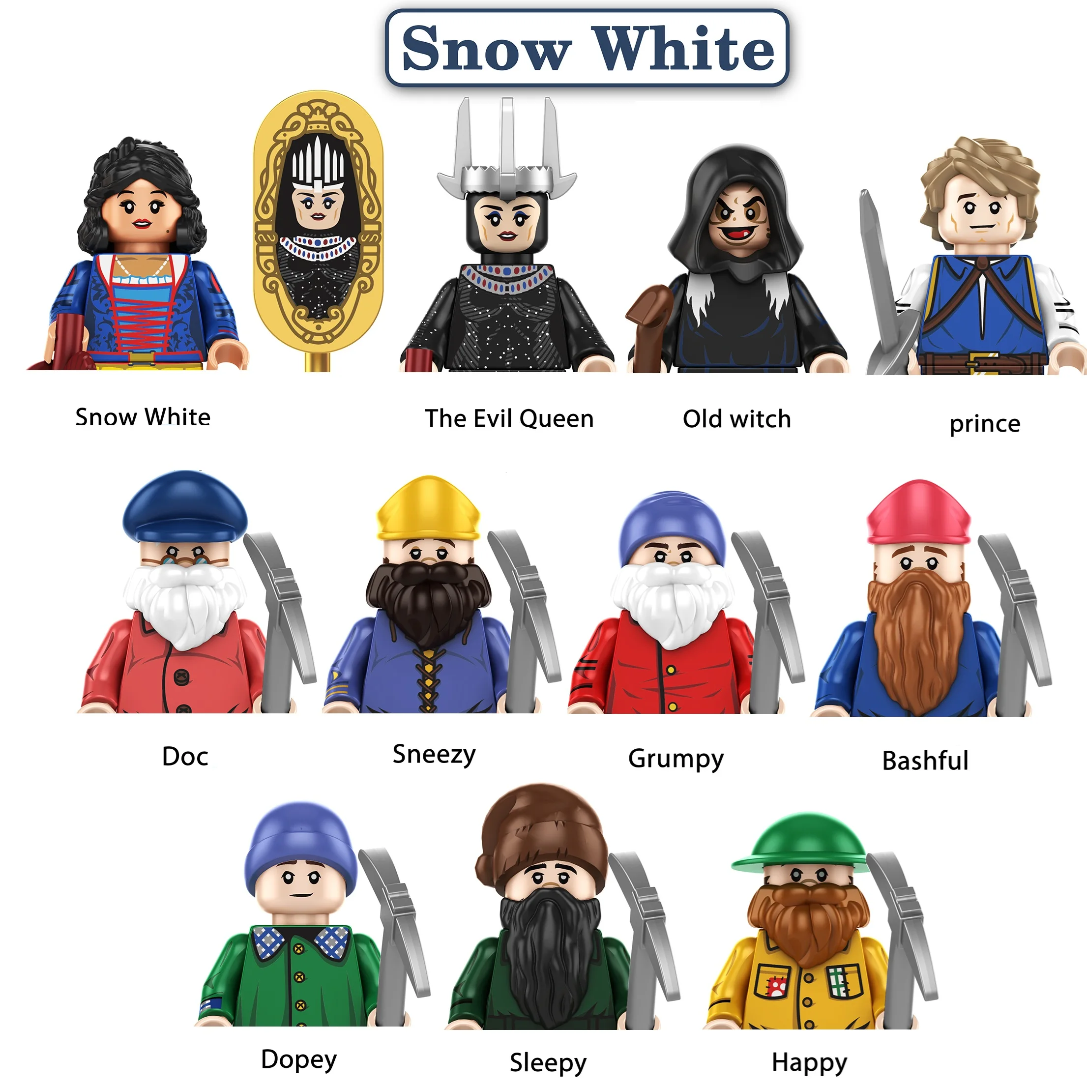 

TP1041 New Snow White Set Building Blocks Evil Witch Prince Queen Mini Action Figure Toys