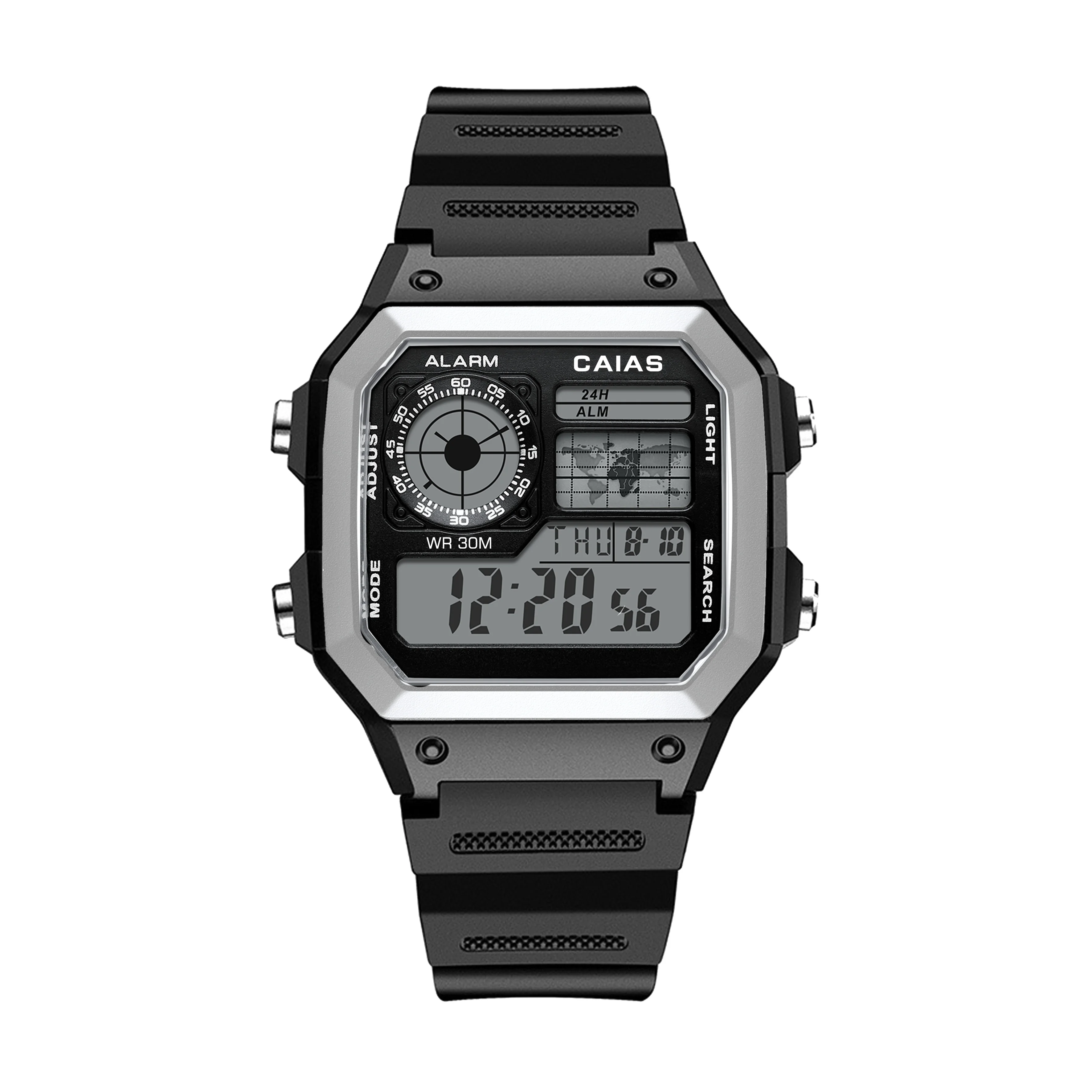 

G-SHOSU Men's Digital Watch: Asymmetrical Dial, Dual LED Display, World Time, Full-Featured, Sporty Casual Style
