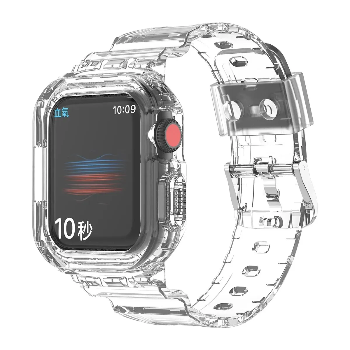 Compatible for Clear Apple Watch Bands, 45mm 44mm 41mm 40mm With Bumper Case For Men Women Band For IWatch Series 8 SE/7 6 5 4