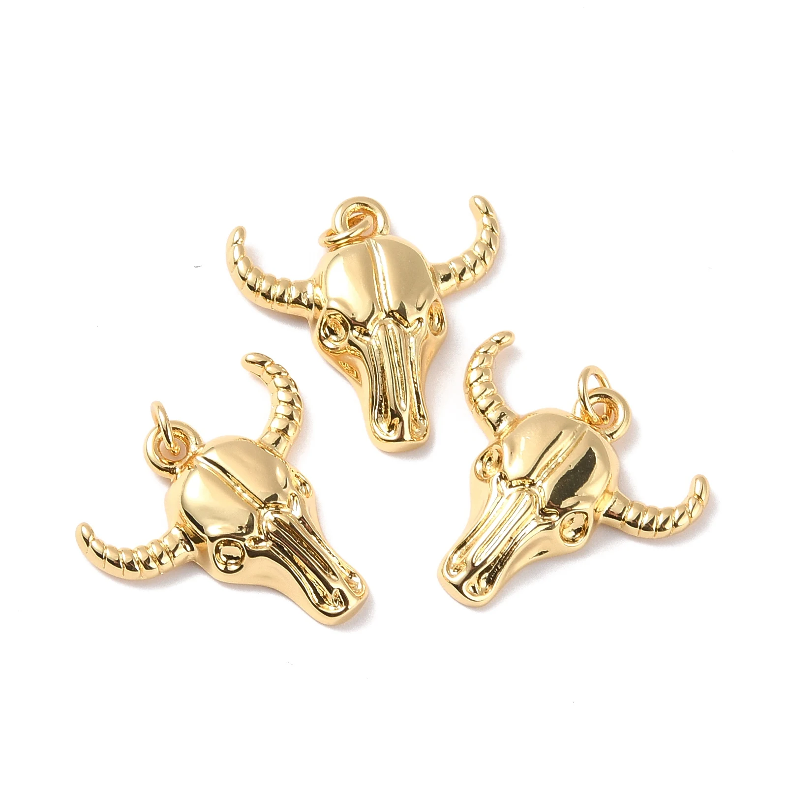 10pcs Bull Head Charms Animal Cow Brass Pendant Real 18K Gold Plated For Jewelry Making Diy Necklace Bracelet Findings 23x24x5mm