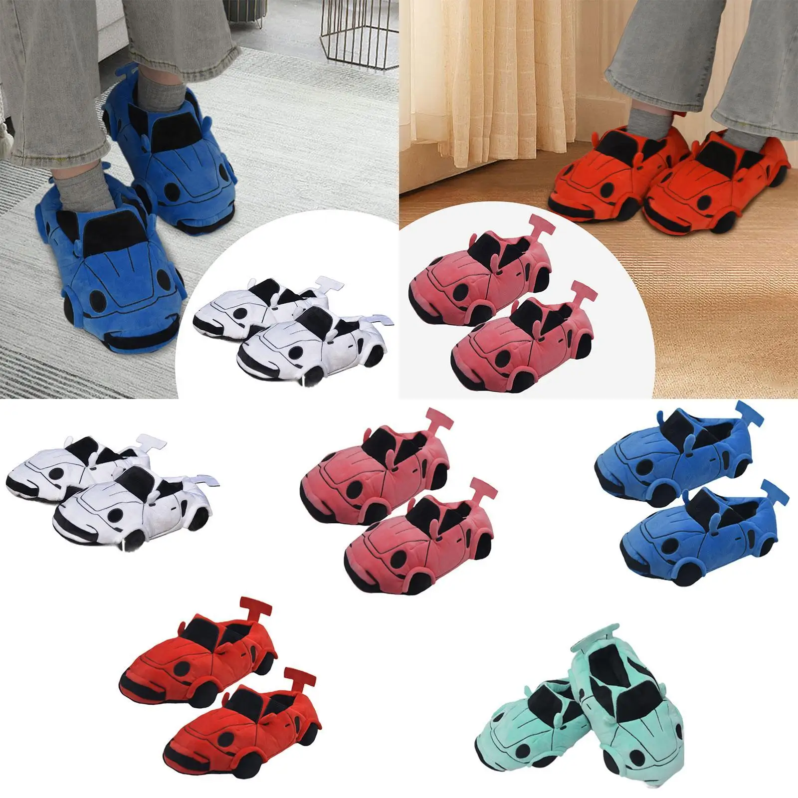 Simulation Car Slippers Plush Slippers Winter Warm Slippers Couple Slippers
