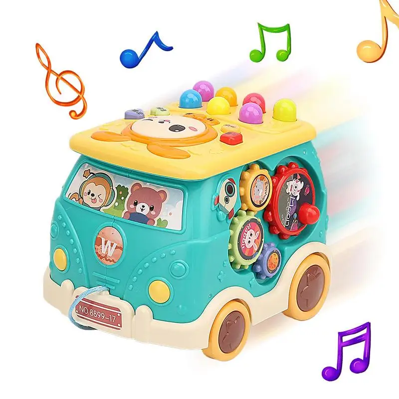 Toddler Bus Toys Early Educational Toy Bus Toy Cartoon Bus Educational Toys With Light & Music For Boys Girls Kid Over 1