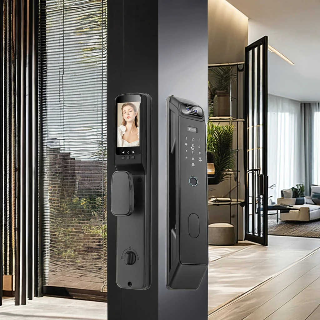 Tuya Smart Door Lock with 3D Facial Recognition Fingerprint Password Automatic & Intelligent Includes Camera for Entry Door