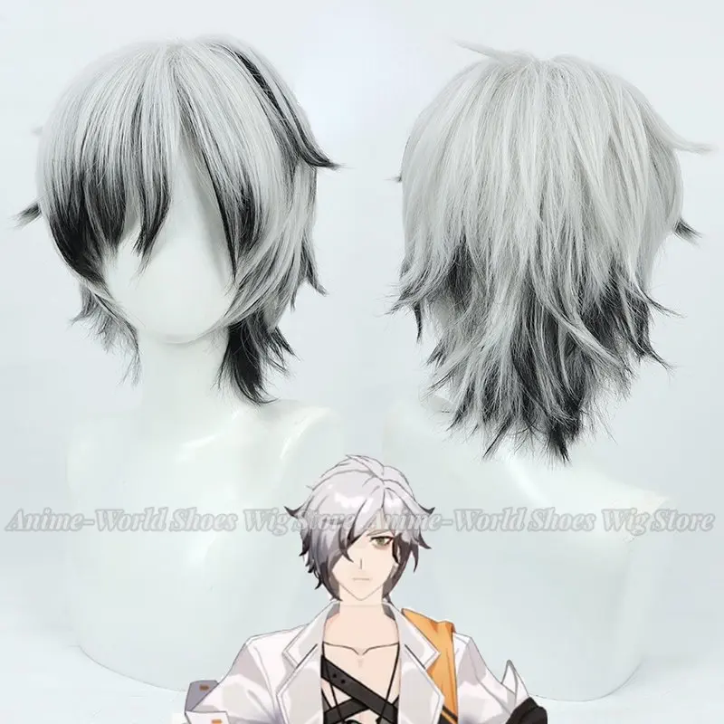 

Kalpas Cosplay Wig Honkai Impact Gray Black Mixed Short Heat Resistant Synthetic Hair Halloween Party Role Play + Free Wig Cap
