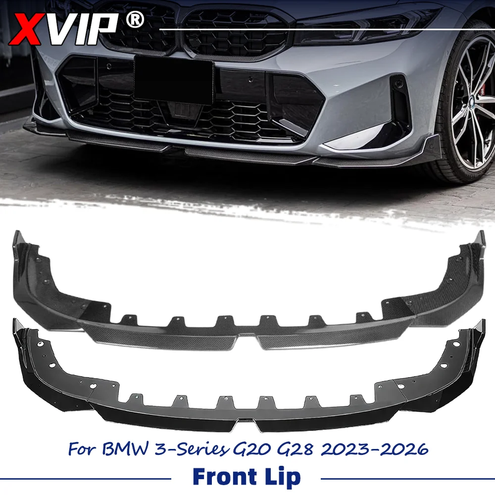 

XVIP Glossy Carbon Fiber Glossy Black 3-Piece MP Style Front Bumper Lip Spoiler For BMW 3-Series G20 G28 2023-2026