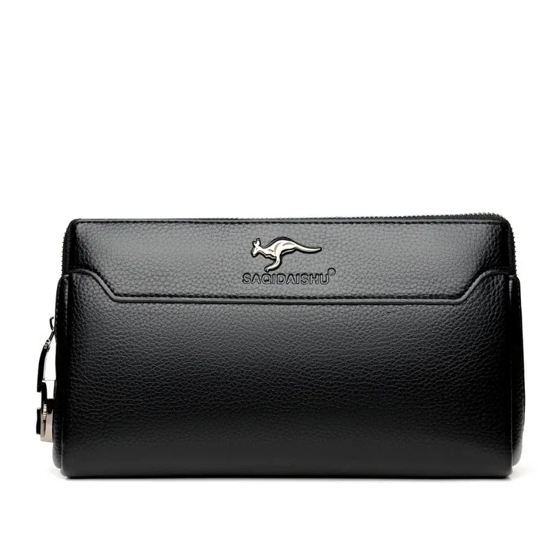 

Fashion Business Men's Handbag Clutch Bag Anti-theft Lock PU Leather Male Waist Bag 3 Layers Design Stylish Men's Money Pouch