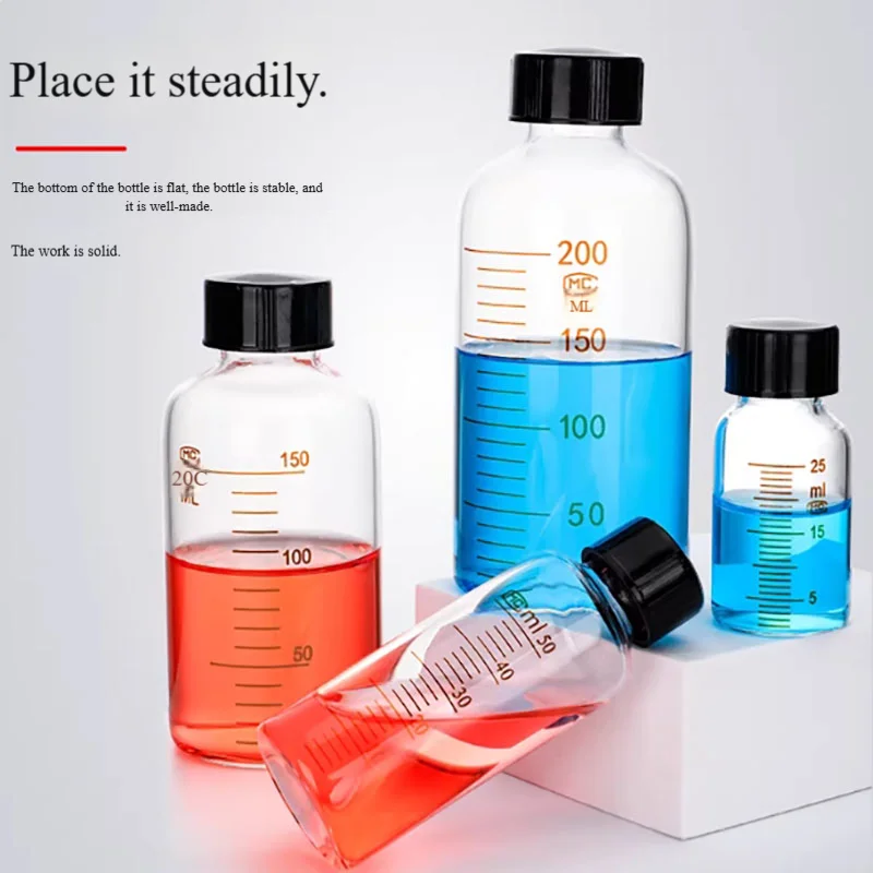 5/10/15/20/25/50/100ml glass graduated serum bottle screw-top reagent bottle corrosion-resistant organic solution sample bottle