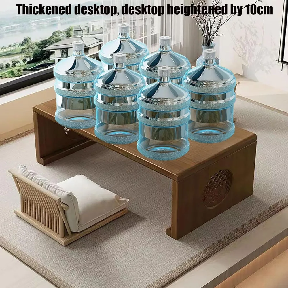 طاولة أرضية يابانية من الخشب الصلب مع ميزة قابلة للطي من الخيزران، طاولة قهوة محمولة منخفضة التاتامي لسهولة الإعداد