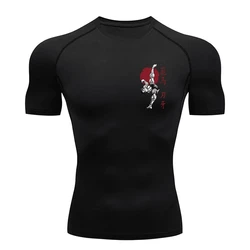 Baki Print Koszulki kompresyjne dla mężczyzn Sportowe koszulki szybkoschnące Koszulki Topy Trening na siłowni Fitness Podkoszulki Baselayers Rash Guard